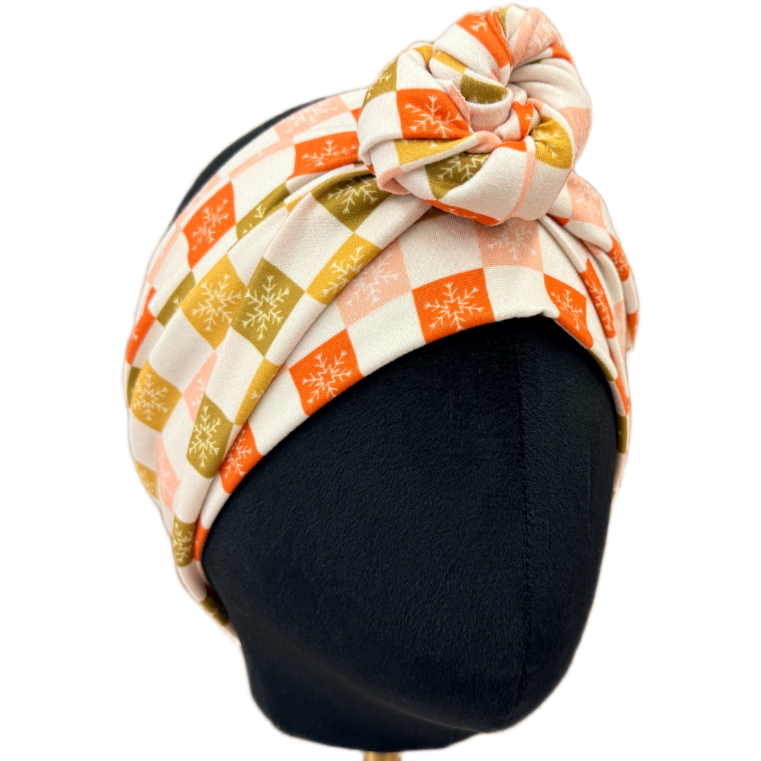 Checkered Snowflakes Wrap Headband