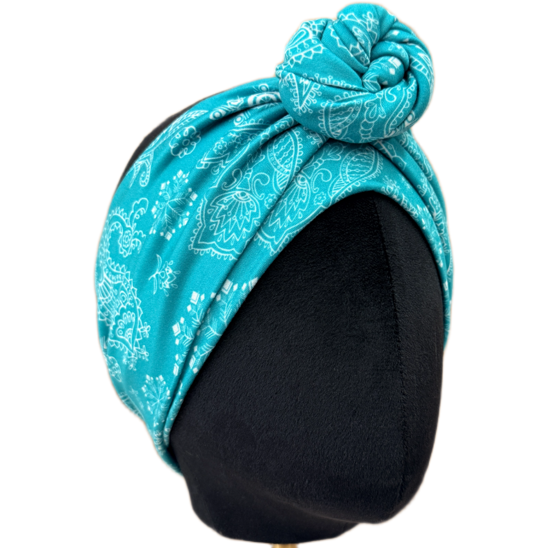 Christmas Teal Paisley Wrap Headband