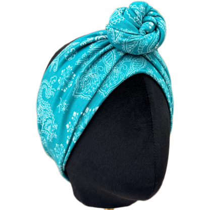 Christmas Teal Paisley Wrap Headband