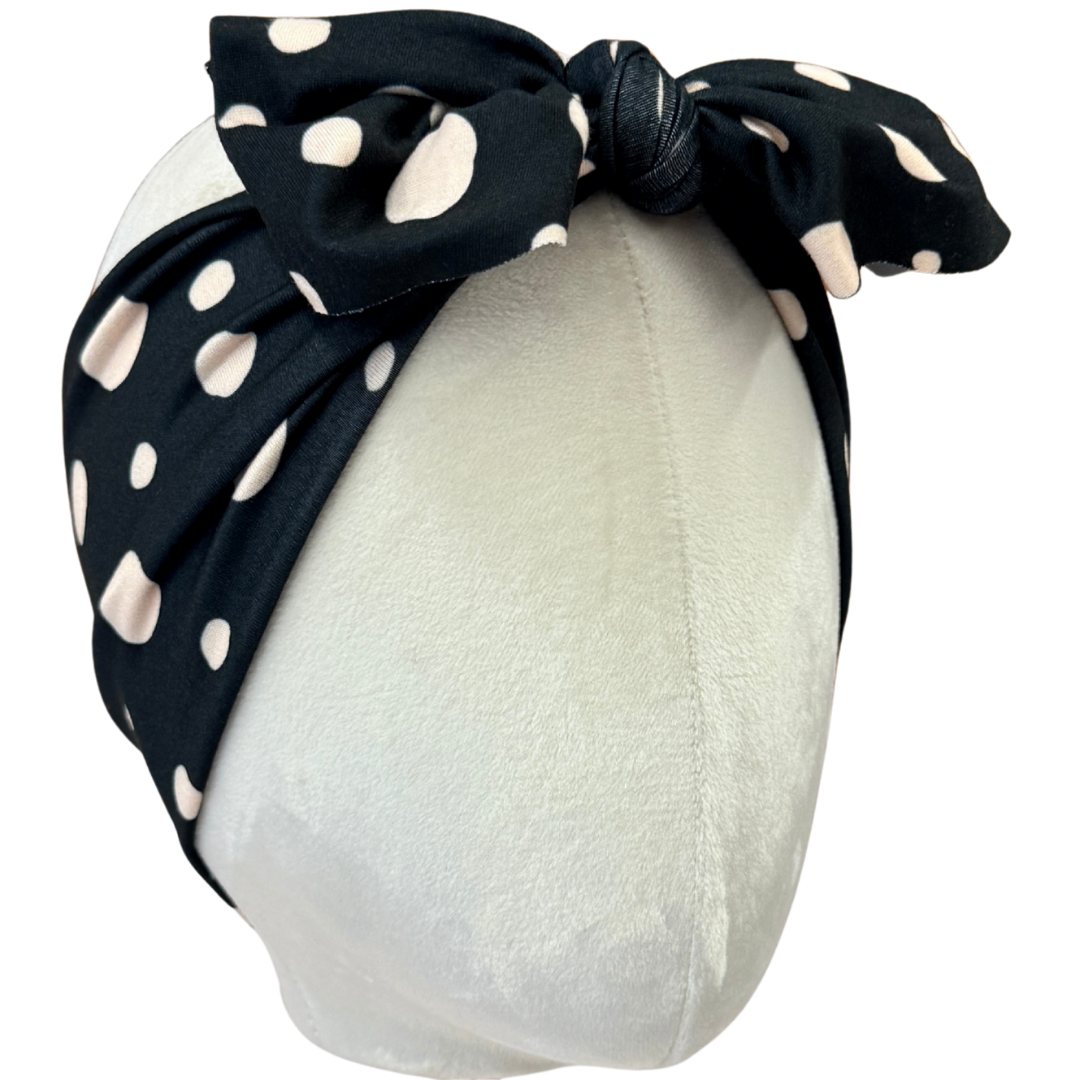 Classic Black Polka Dot Top Knot Headband