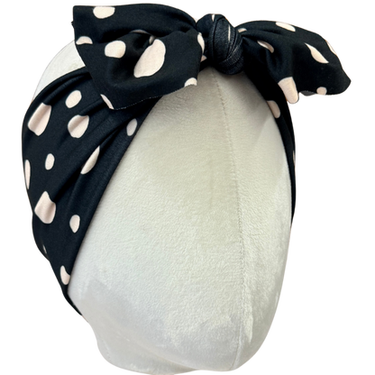Classic Black Polka Dot Top Knot Headband