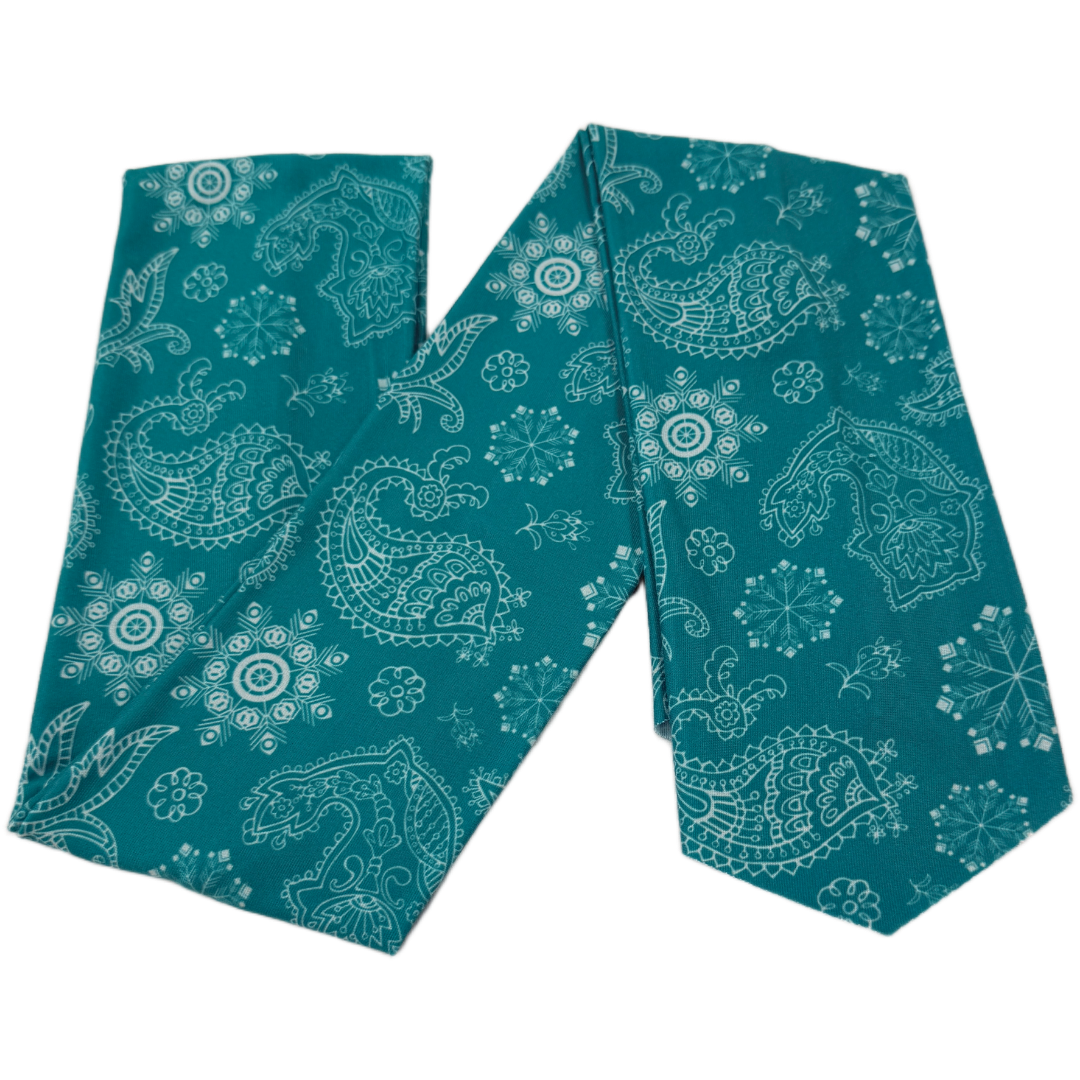 Christmas Teal Paisley Wrap Headband