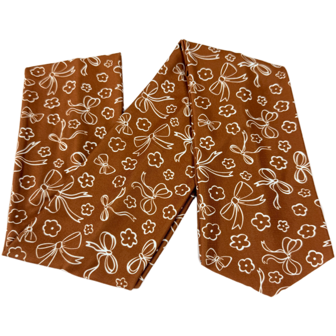 Brown Coquette Bows Wrap Headband