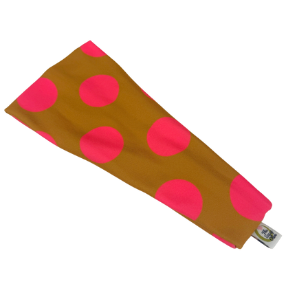 Chartreuse Pink Polka Dots Stretch Headband