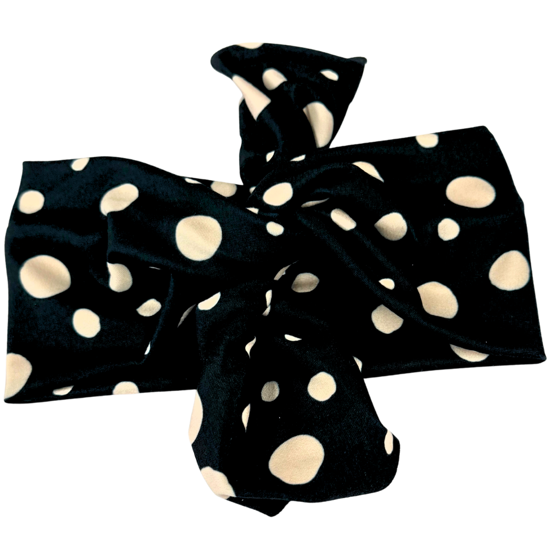 Classic Black Polka Dot Top Knot Headband