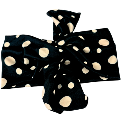 Classic Black Polka Dot Top Knot Headband