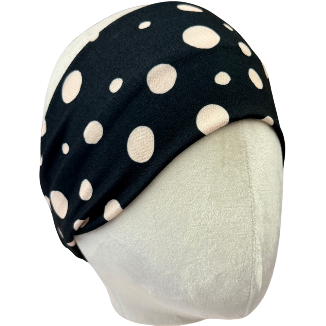 Classic Black Polka Dot Stretch Headband