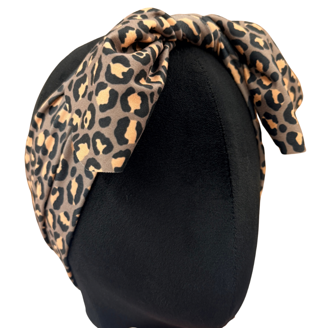 Grungy Leopard Top Knot Headband