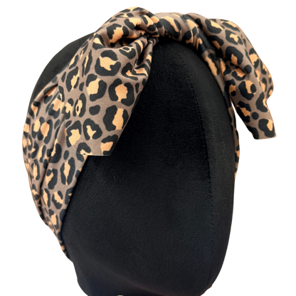Grungy Leopard Top Knot Headband