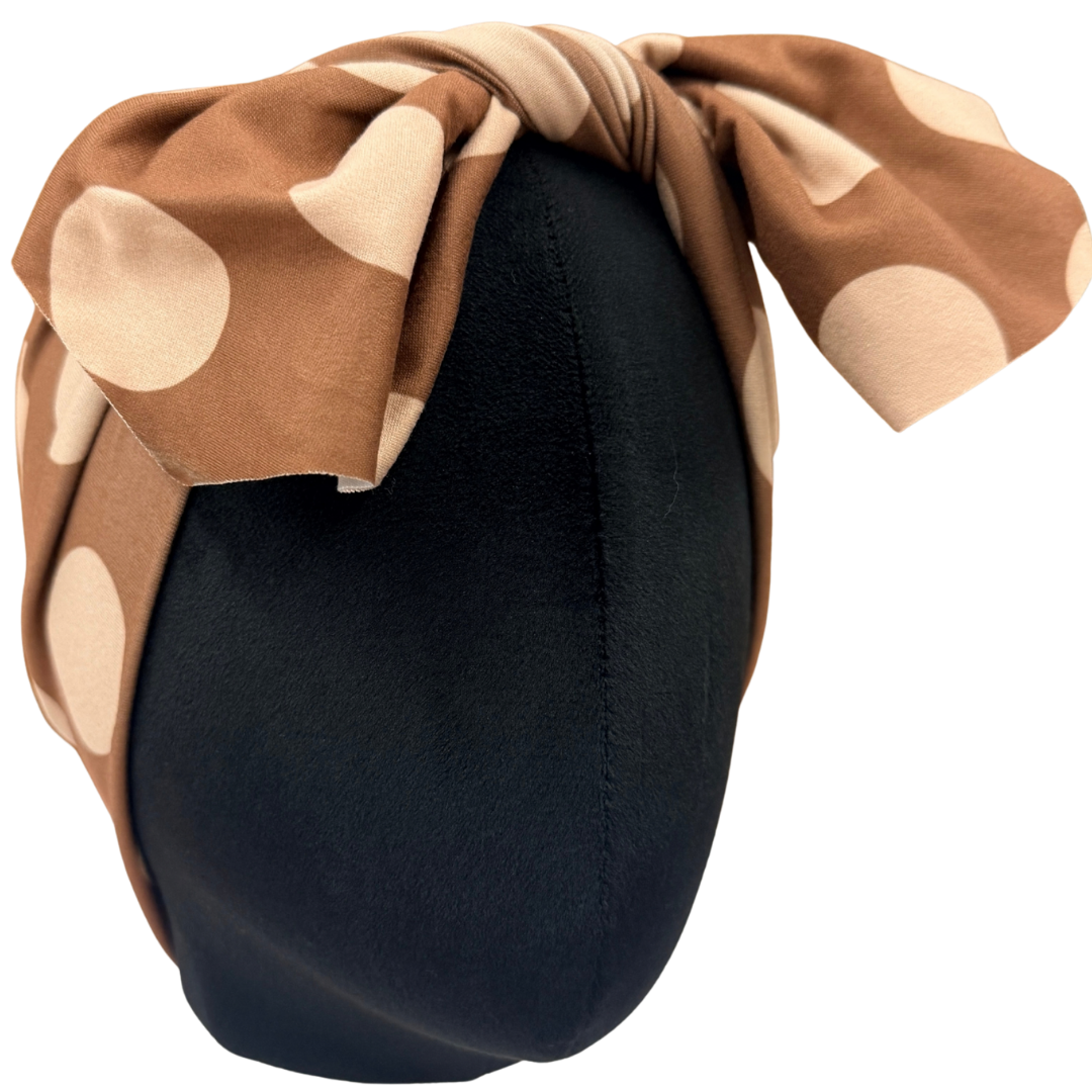 Brown Polka Dots Top Knot Headband