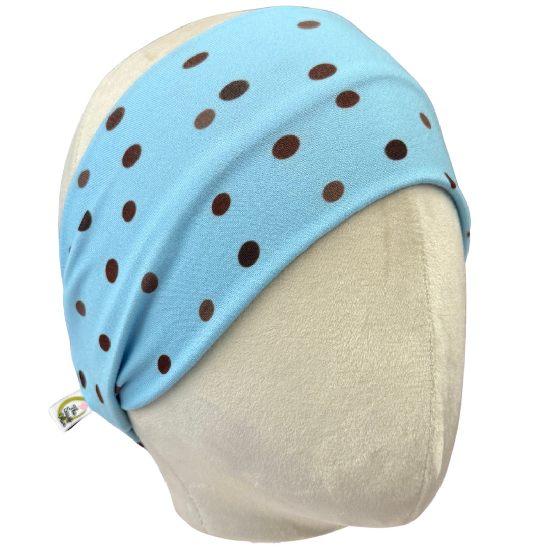 Y2K Blue &amp; Brown Polka Dot Stretch Headband