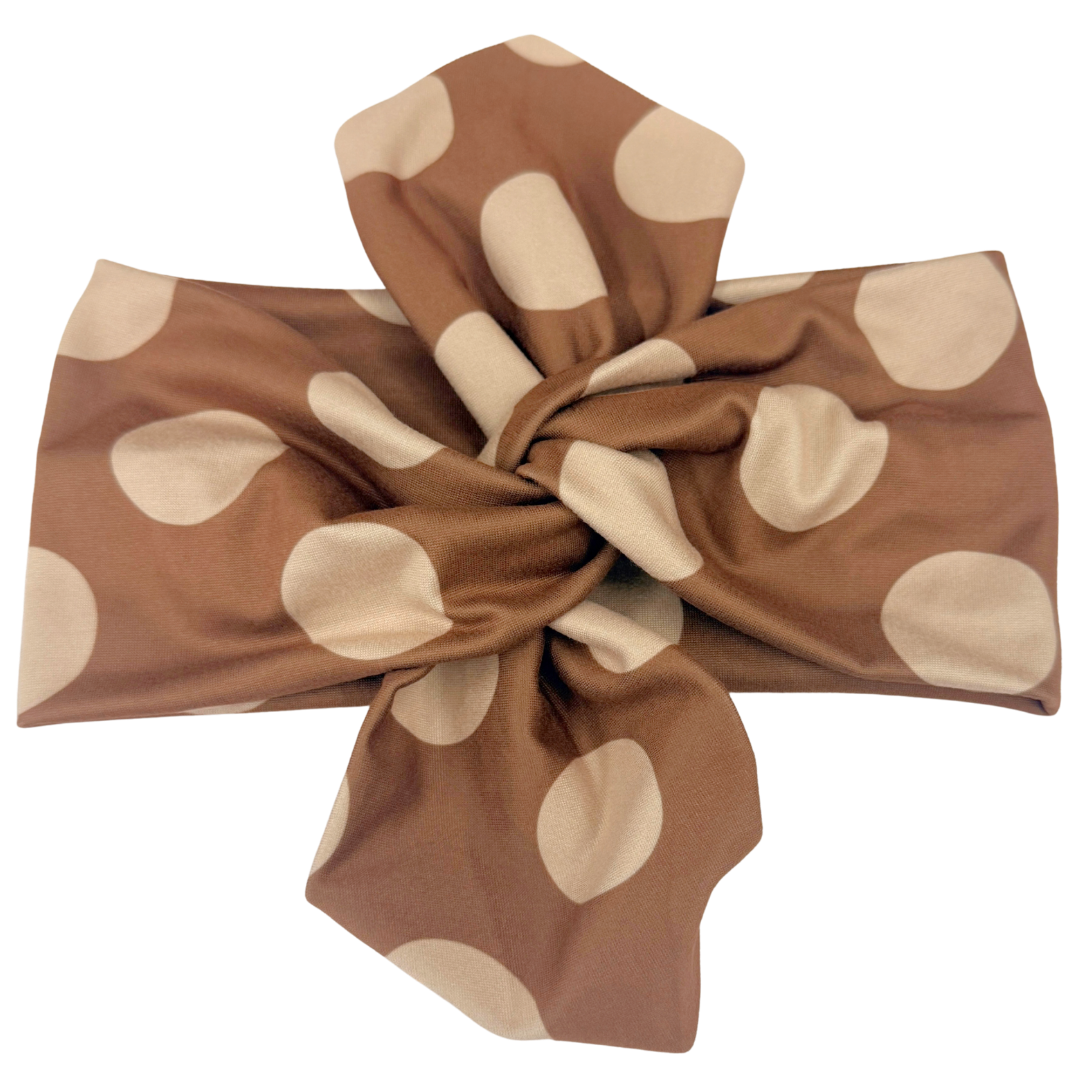 Brown Polka Dots Top Knot Headband