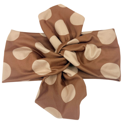 Brown Polka Dots Top Knot Headband
