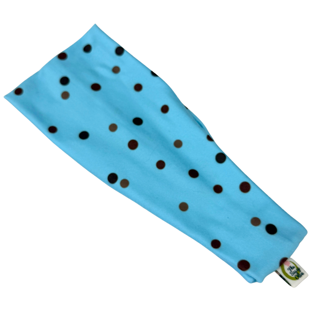 Y2K Blue &amp; Brown Polka Dot Stretch Headband