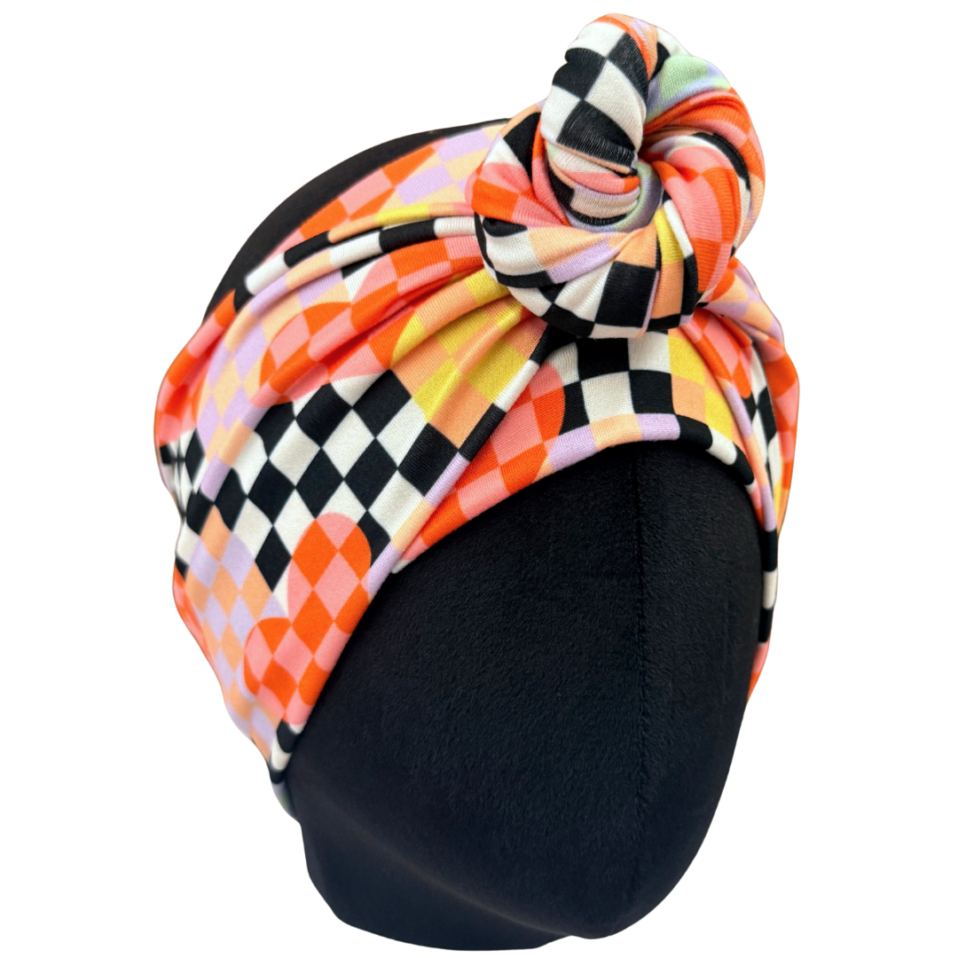 Checker Hearts Wrap Headband