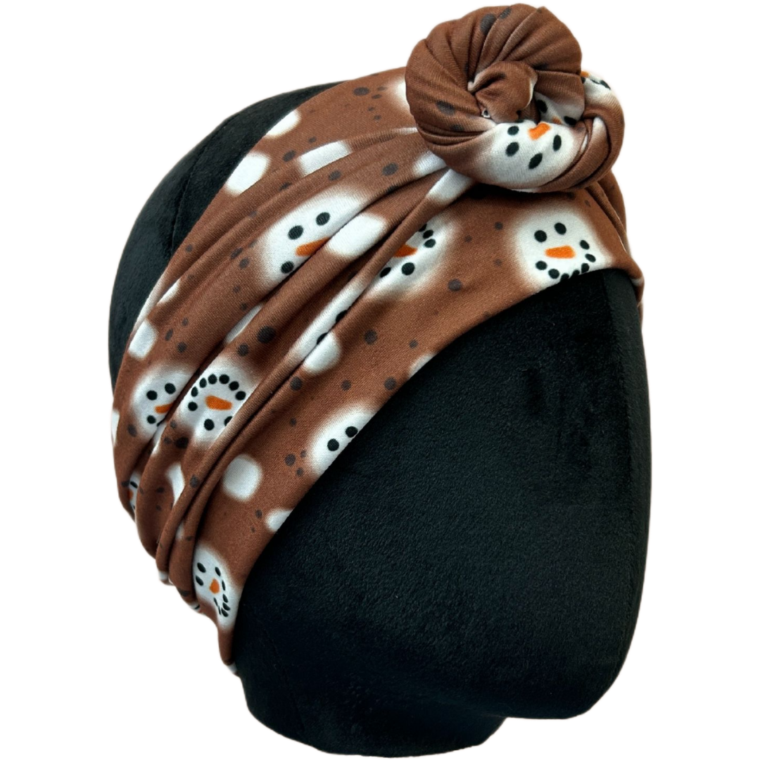 Hot Cocoa Snowman Wrap Headband