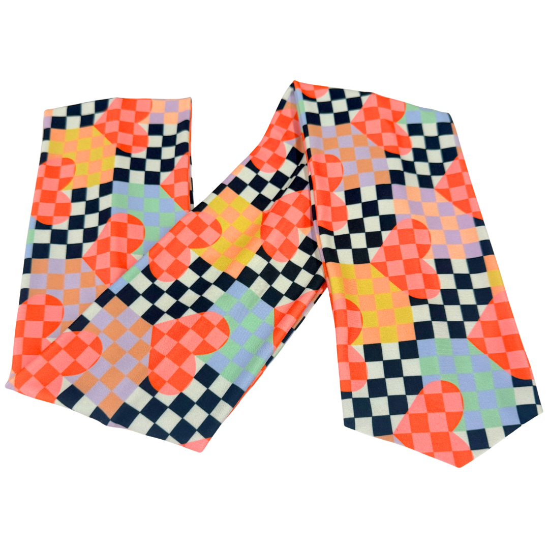 Checker Hearts Wrap Headband