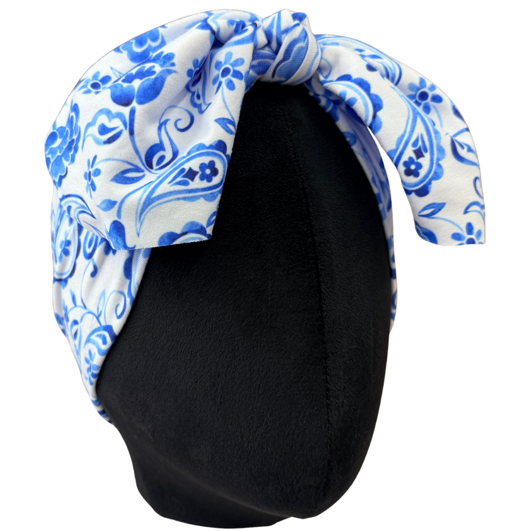 Porcelain Paisley Top Knot Headband