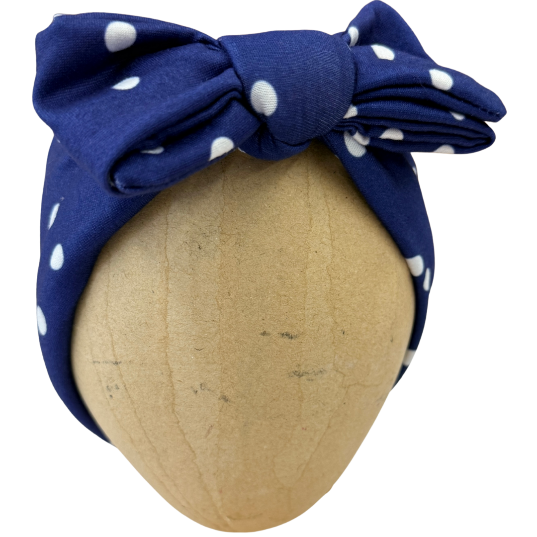 Navy Polka Dot Baby Headband