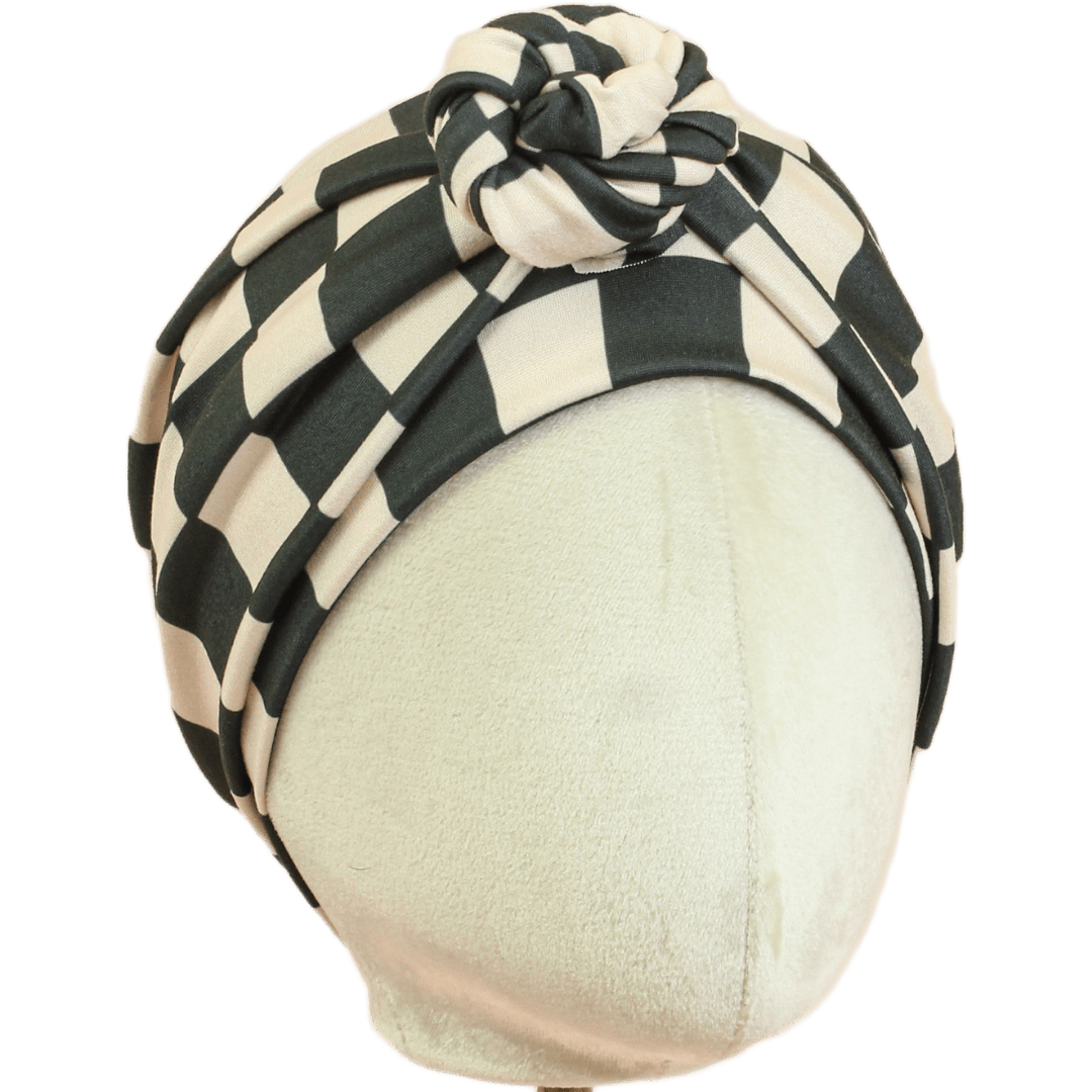 Black Ivory Checker Wrap Headband - The Sassy Olive