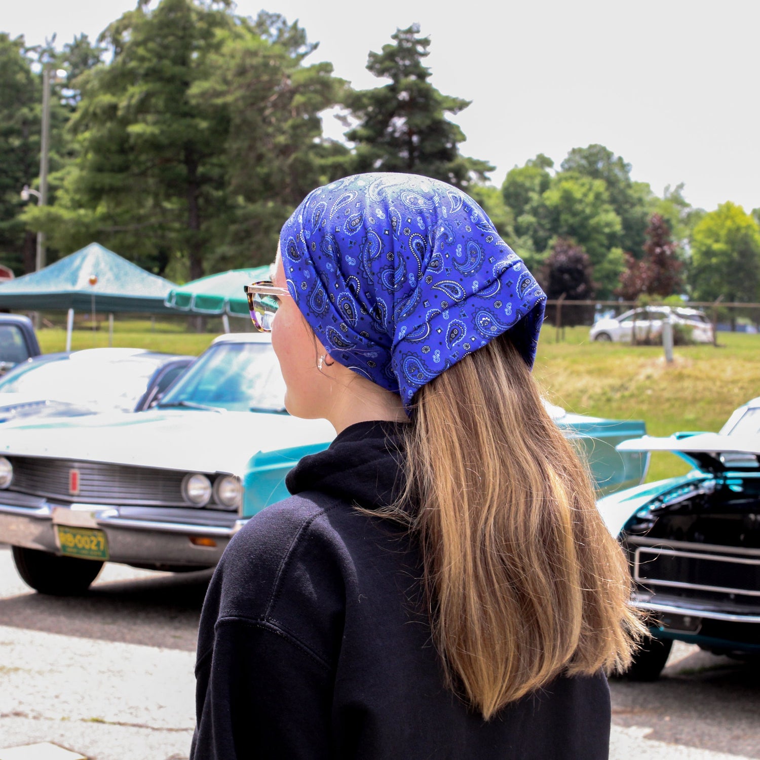 Blue Bandana Paisley Boho Buff - The Sassy Olive