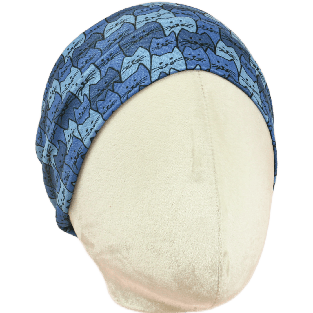 Blue Whimsy Cat Stretch Headband - The Sassy Olive