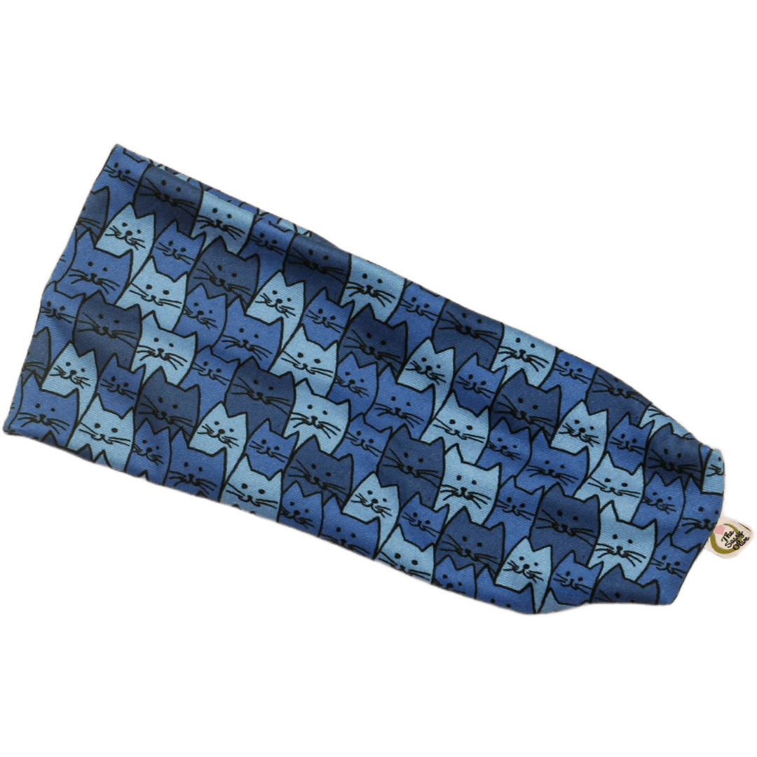 Blue Whimsy Cat Stretch Headband - The Sassy Olive