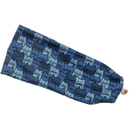 Blue Whimsy Cat Stretch Headband - The Sassy Olive