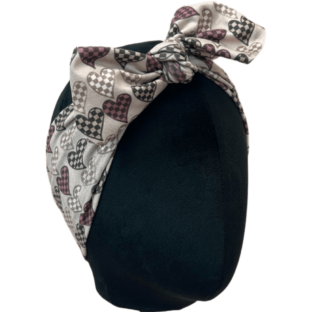 Brown Checker Hearts Top Knot Headband - The Sassy Olive