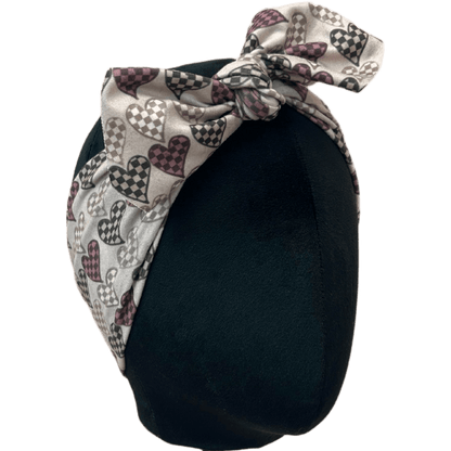 Brown Checker Hearts Top Knot Headband - The Sassy Olive