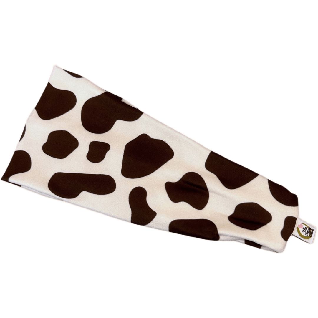 Brown Cow Print Stretch Headband - The Sassy Olive