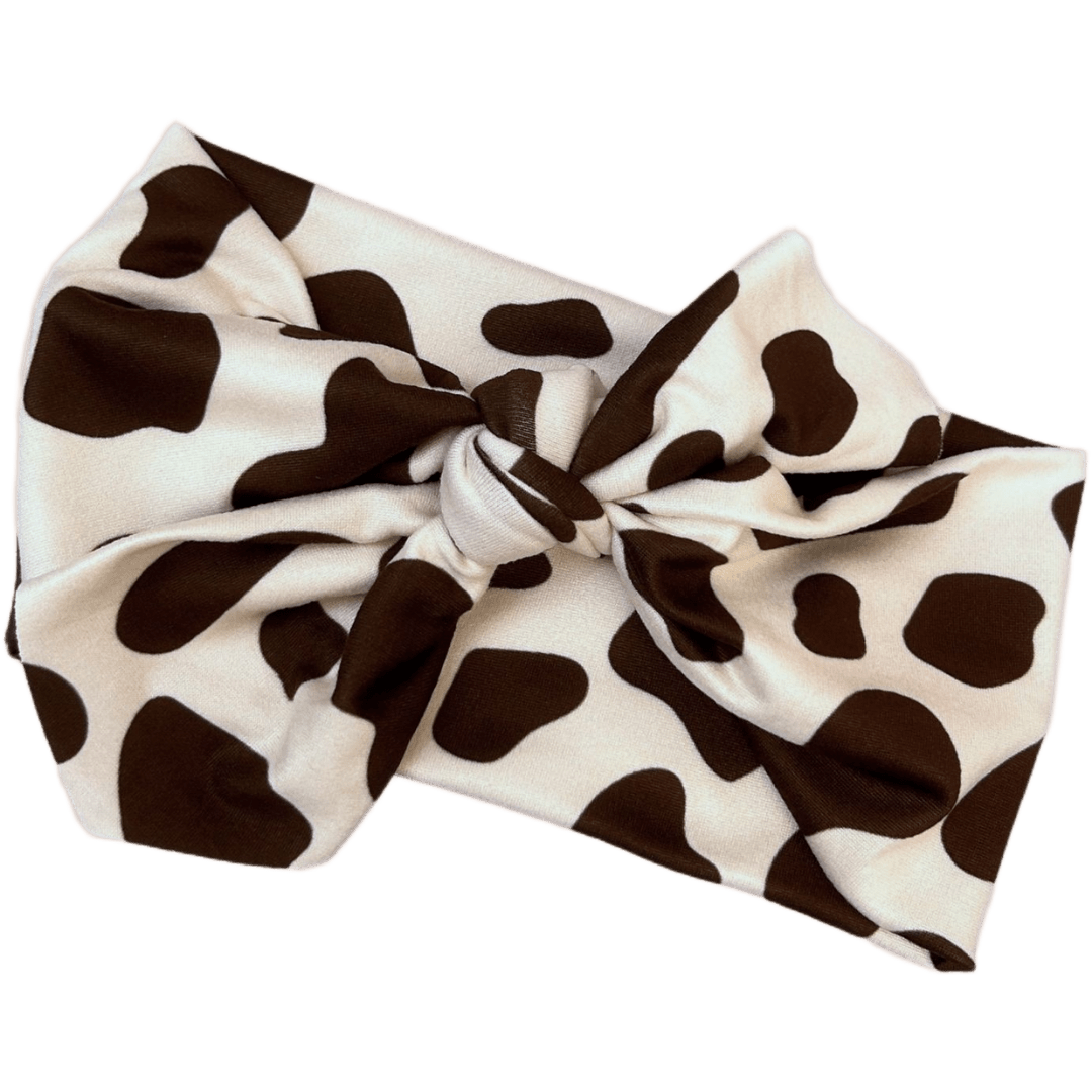 Brown Cow Print Top Knot Headband - The Sassy Olive