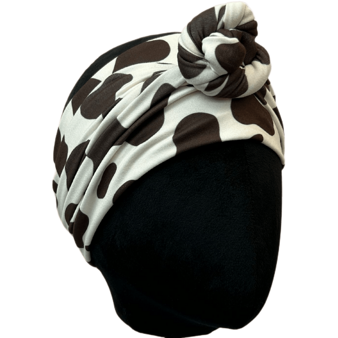 Brown Cow Print Wrap Headband - The Sassy Olive