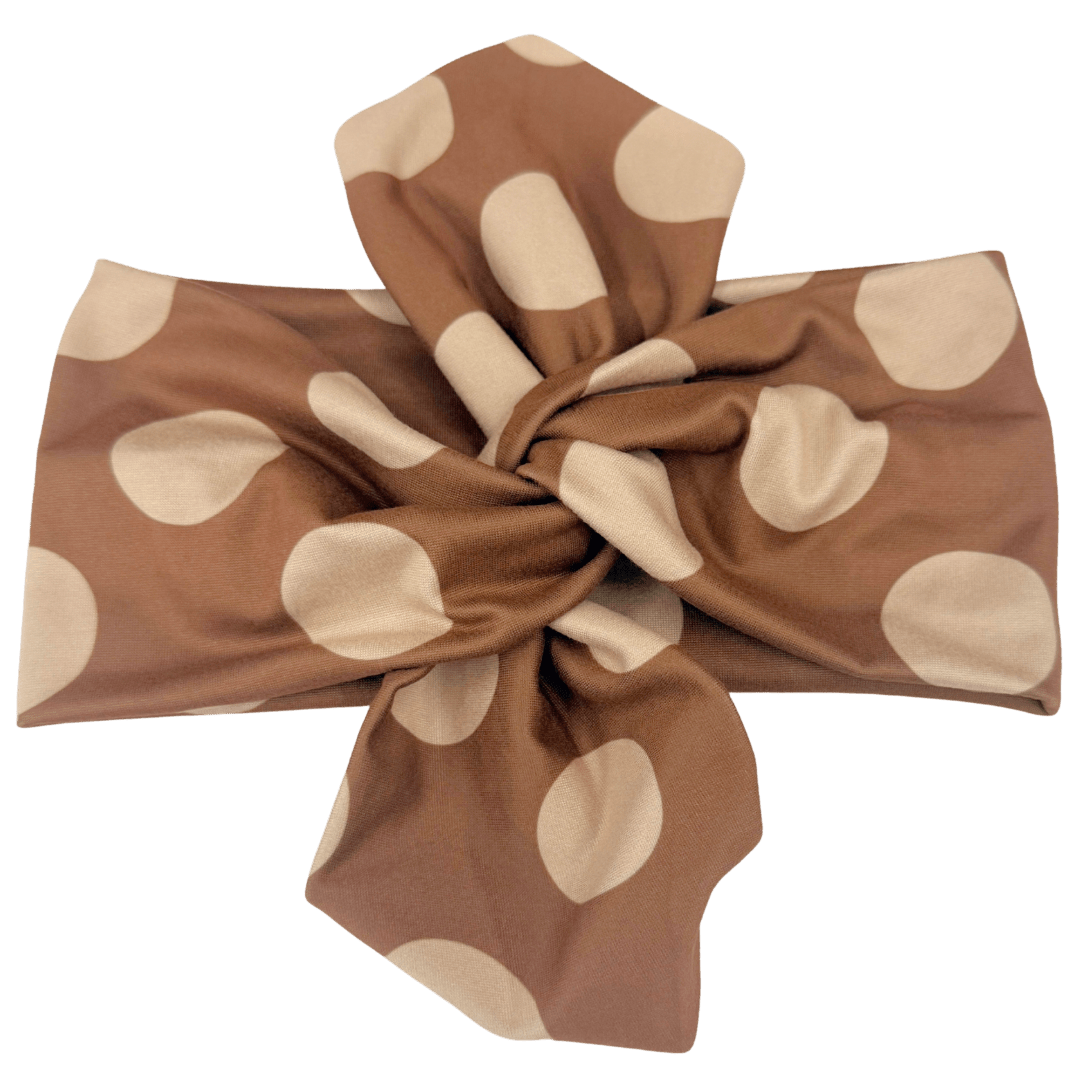 Brown Polka Dots Top Knot Headband - The Sassy Olive