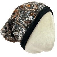 Brown Tribal Feathers Slouchy Beanie - The Sassy Olive