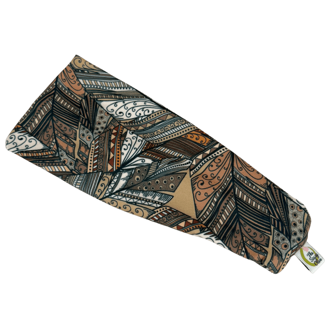 Brown Tribal Feathers Stretch Headband - The Sassy Olive