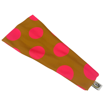 Chartreuse Pink Polka Dots Stretch Headband - The Sassy Olive