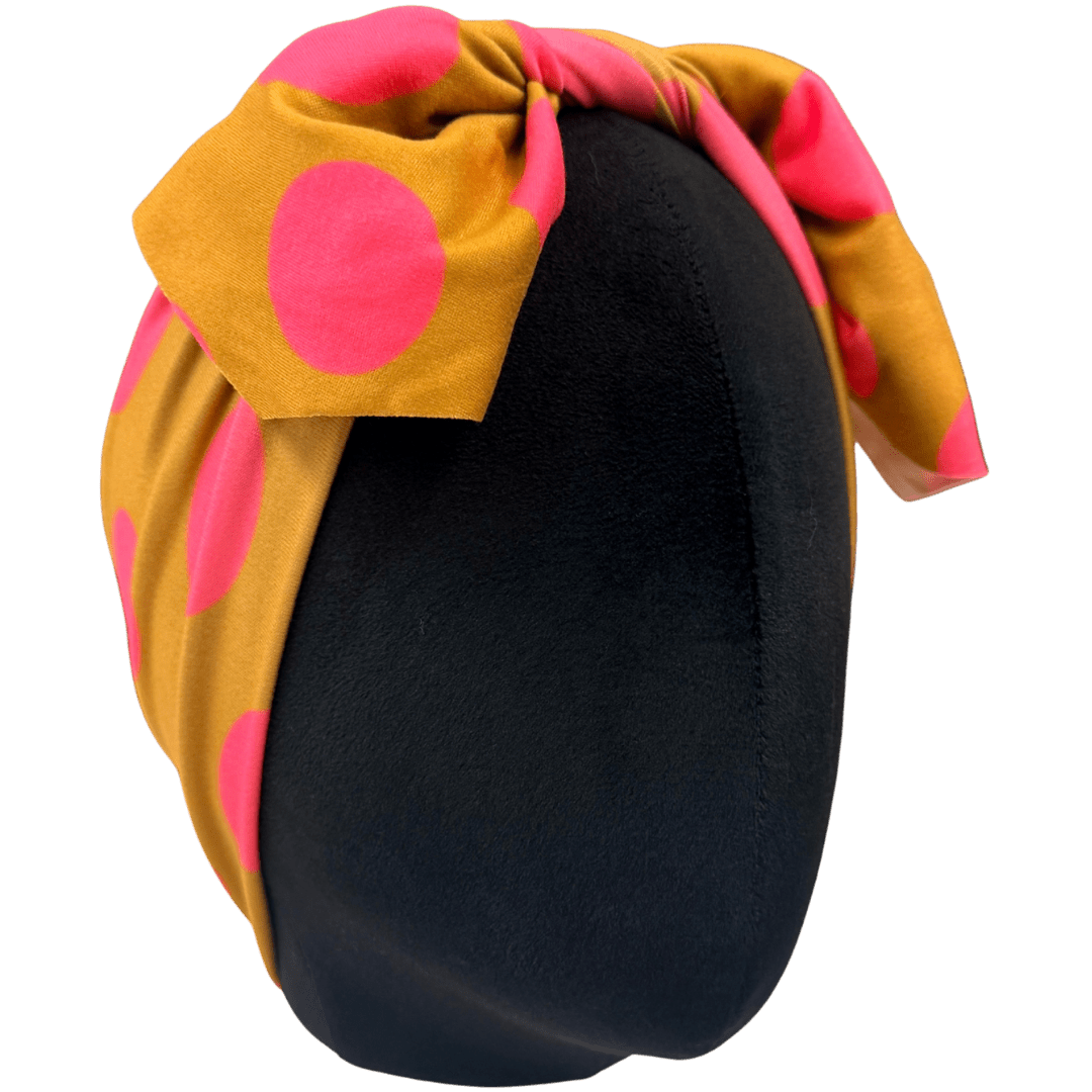 Chartreuse Pink Polka Dots Top Knot Headband - The Sassy Olive