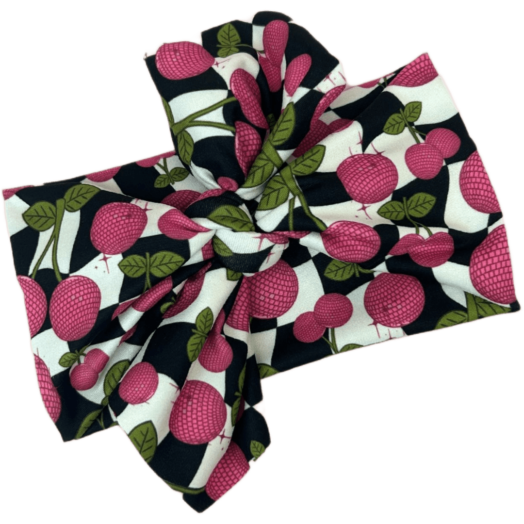 Checker Disco Cherries Top Knot Headband - The Sassy Olive