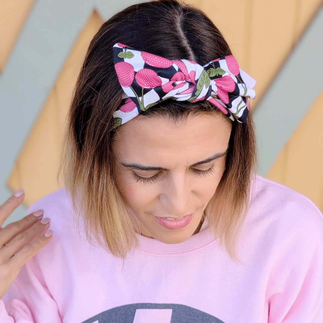 Checker Disco Cherries Top Knot Headband - The Sassy Olive