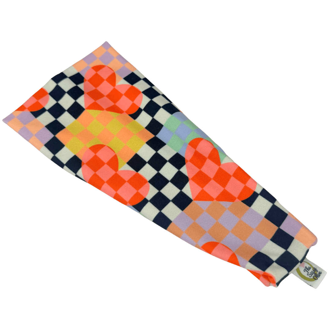 Checker Hearts Stretch Headband - The Sassy Olive