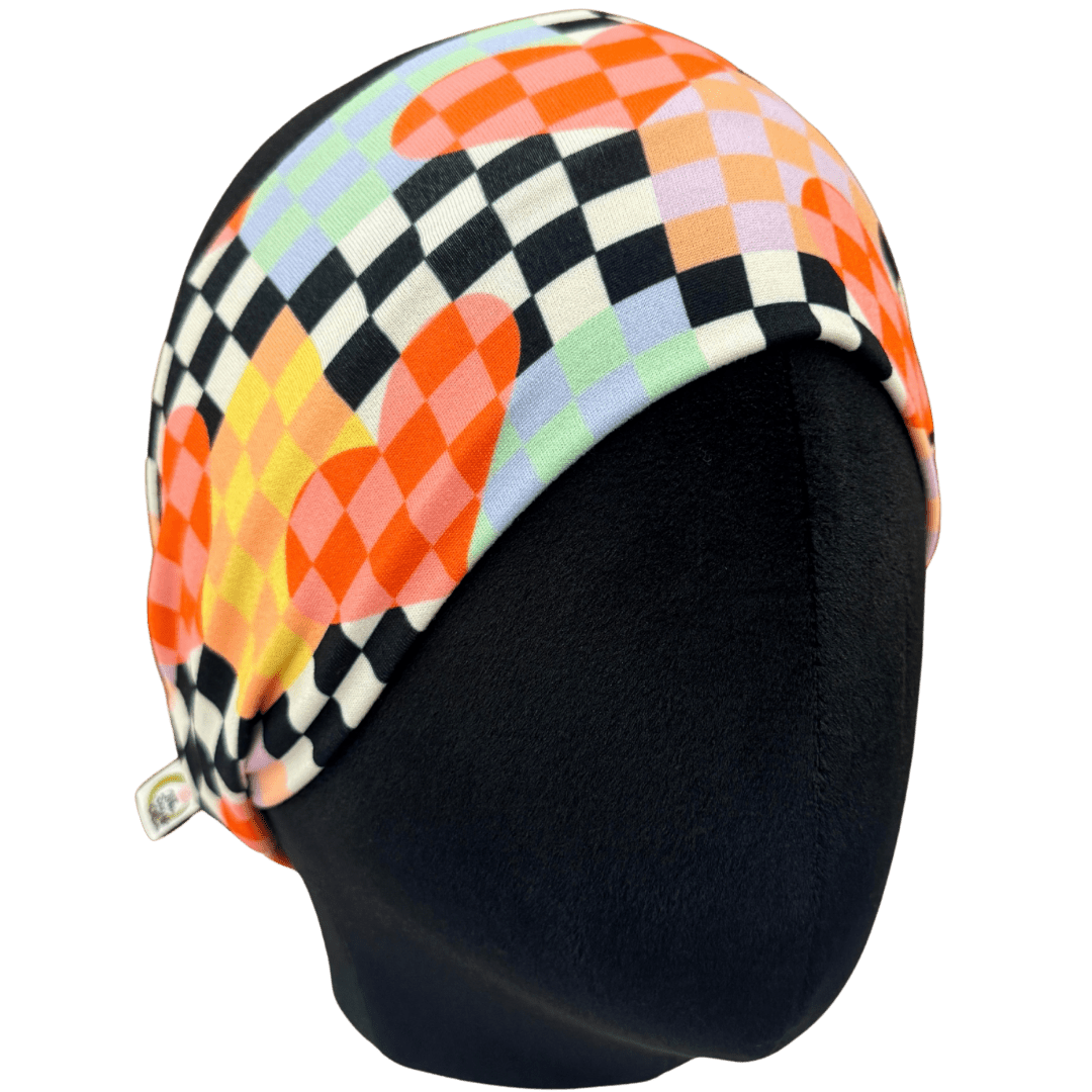 Checker Hearts Stretch Headband - The Sassy Olive