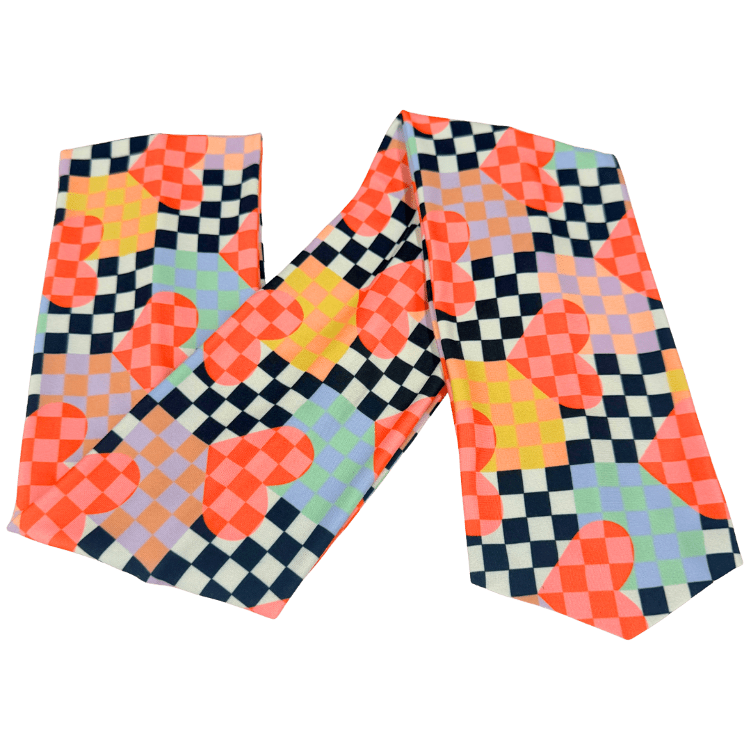 Checker Hearts Wrap Headband - The Sassy Olive