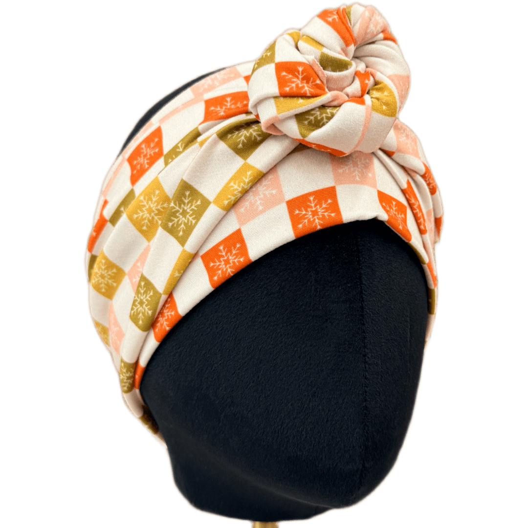 Checkered Snowflakes Wrap Headband - The Sassy Olive