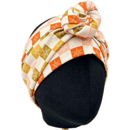 Checkered Snowflakes Wrap Headband - The Sassy Olive