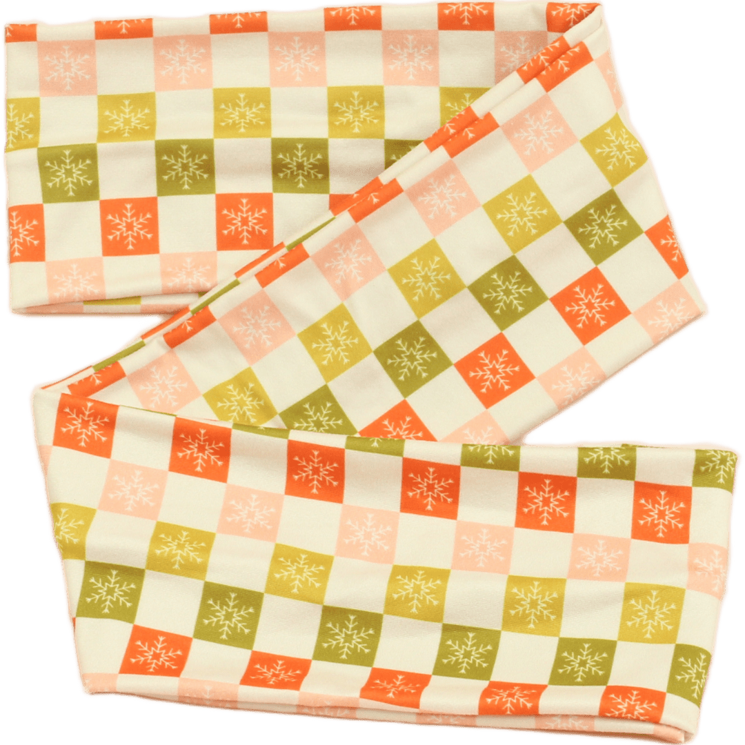 Checkered Snowflakes Wrap Headband - The Sassy Olive