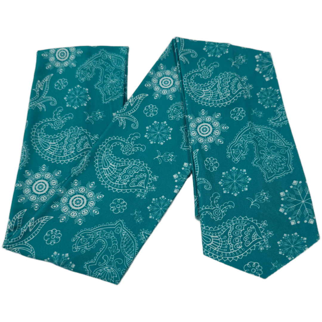 Christmas Teal Paisley Wrap Headband - The Sassy Olive
