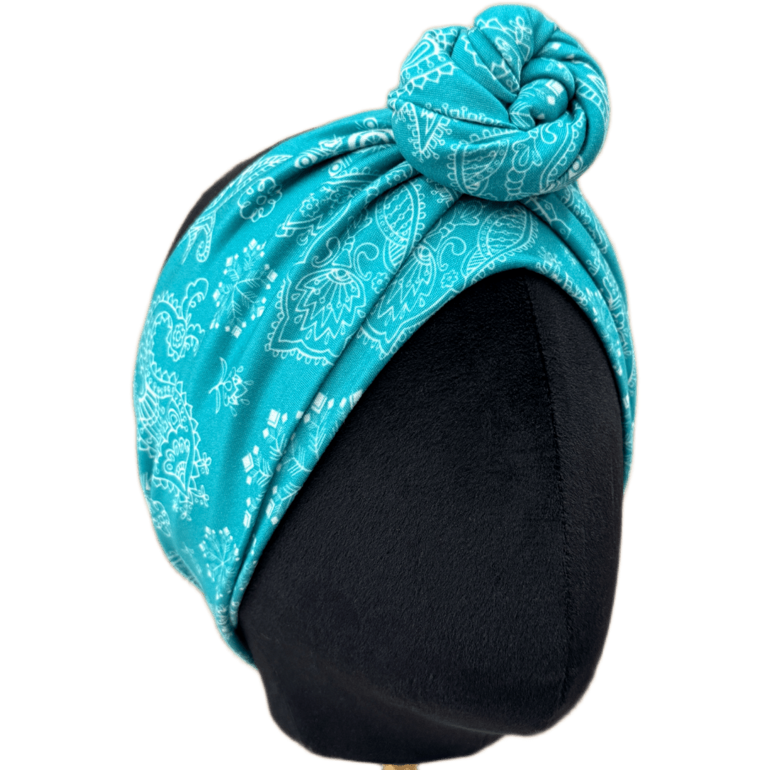 Christmas Teal Paisley Wrap Headband - The Sassy Olive