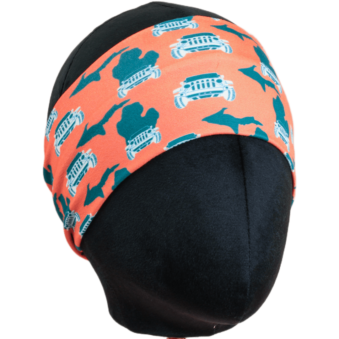 Coral Michigan 4x4 Stretch Headband - The Sassy Olive