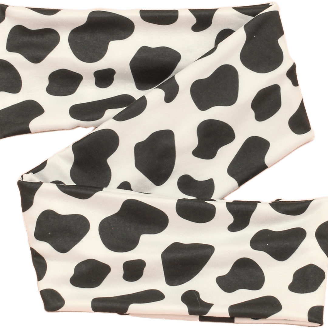 Cow Print Black and White Wrap Headband - The Sassy Olive